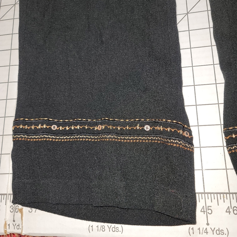 Woman's Black Koret Black Capris with Brown Stitch Design- 18 Preloved - Picture 3 of 11